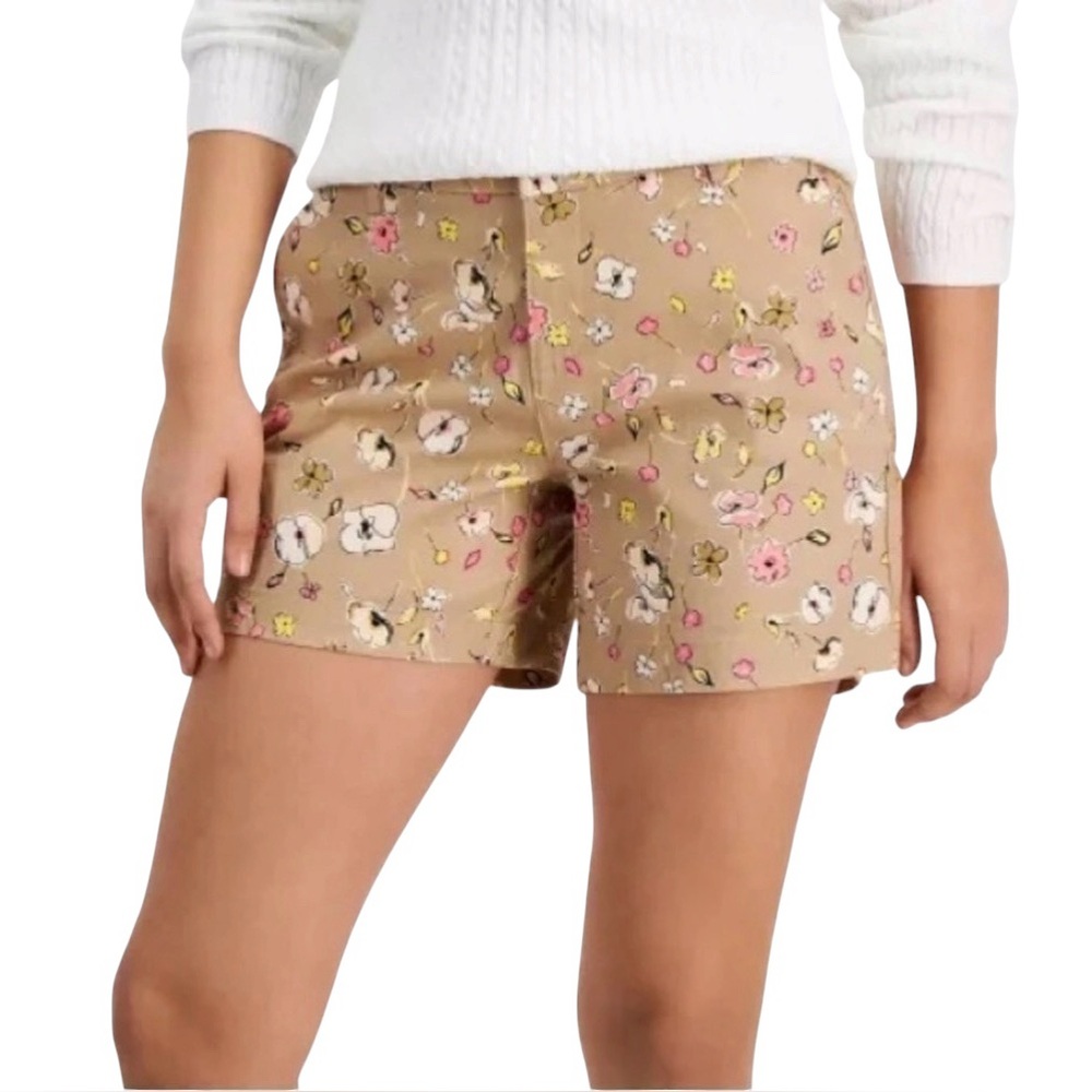 Tommy Hilfiger Women's Hollywood Mid-Rise Printed Shorts - Sand Combo Size 16